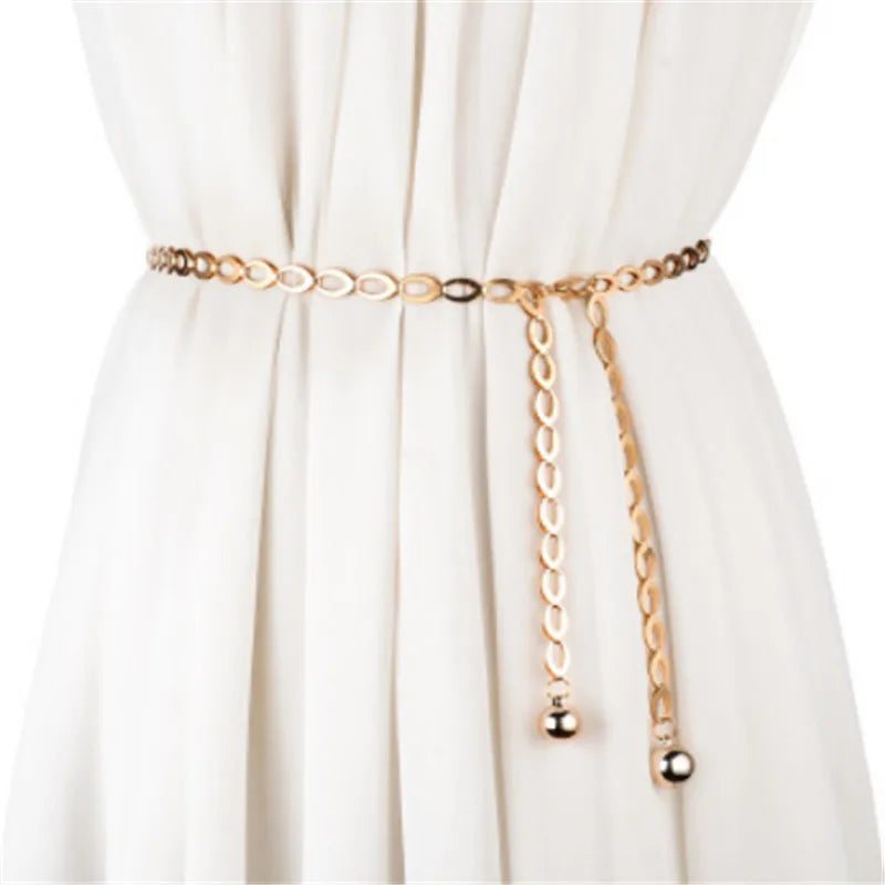 Jewelry Dress High Waist Gold Metal Chain Belt