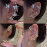 Load image into Gallery viewer, Silver Plated Leaf Butterfly Clip Earrings
