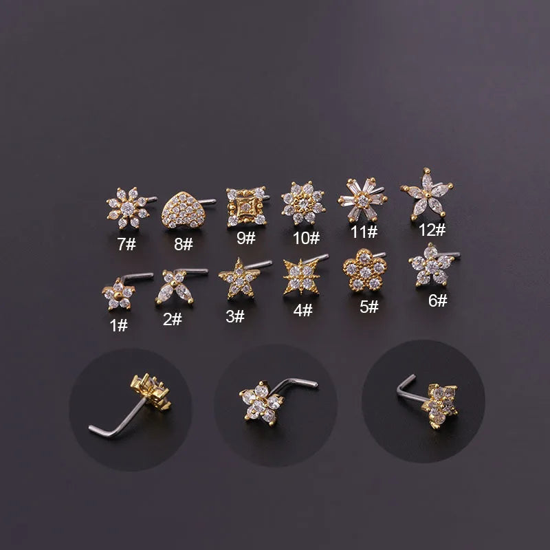 Stainless Steel Zircon Nose Rings