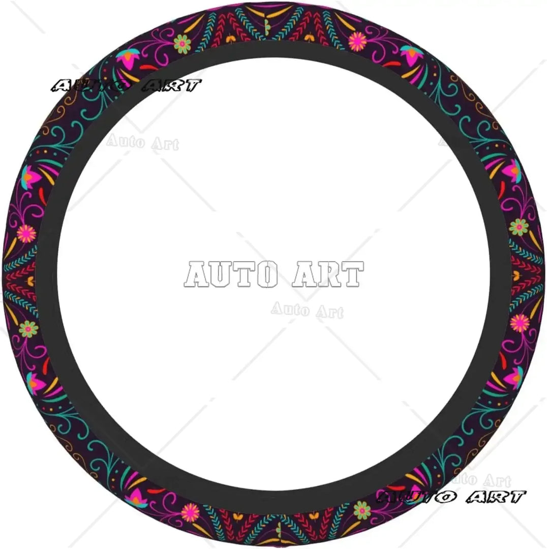 Mexican Flower Steering Wheel Cover