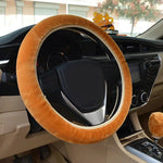 Load image into Gallery viewer, Pink Plush Winter Car Steering Wheel Cover Set
