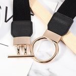 Load image into Gallery viewer, Women’s Skinny Elastic Stretch Belt with Golden Buckle
