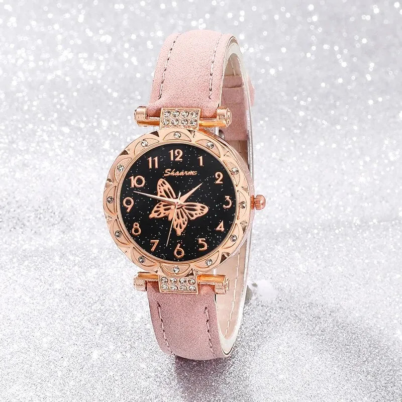 Pink Pearl Butterfly Watch