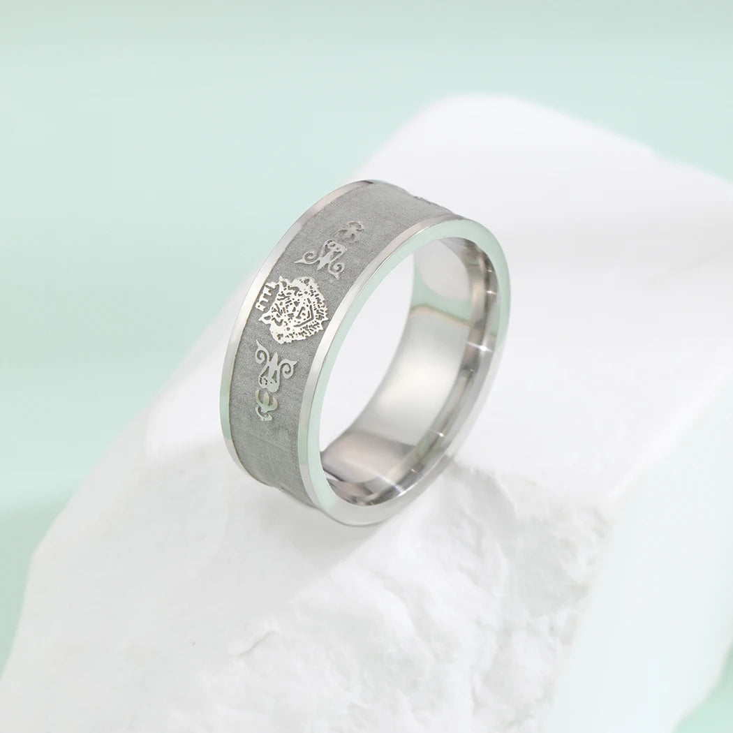 QIMING Stainless Steel Viking Wolf Ring