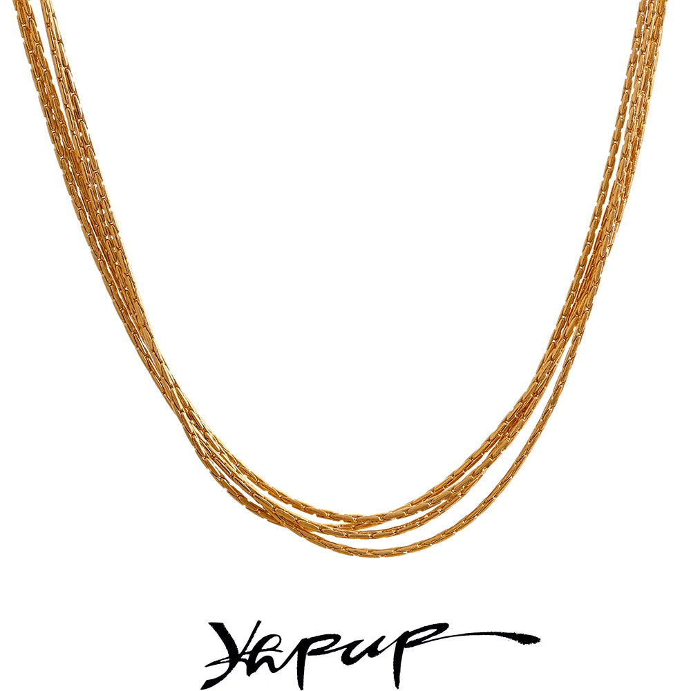 Gold Plated Triple Layer Necklace