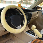 Load image into Gallery viewer, Pink Plush Winter Car Steering Wheel Cover Set
