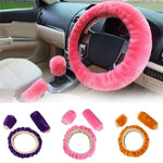 Load image into Gallery viewer, 3pcs Winter Wool Steering Wheel &amp; Gear Cover Set
