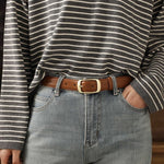 Load image into Gallery viewer, Reversible Genuine Leather Belt with Golden Buckle
