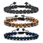 Load image into Gallery viewer, Natural Tiger Eye &amp; Lava Rock Bracelet
