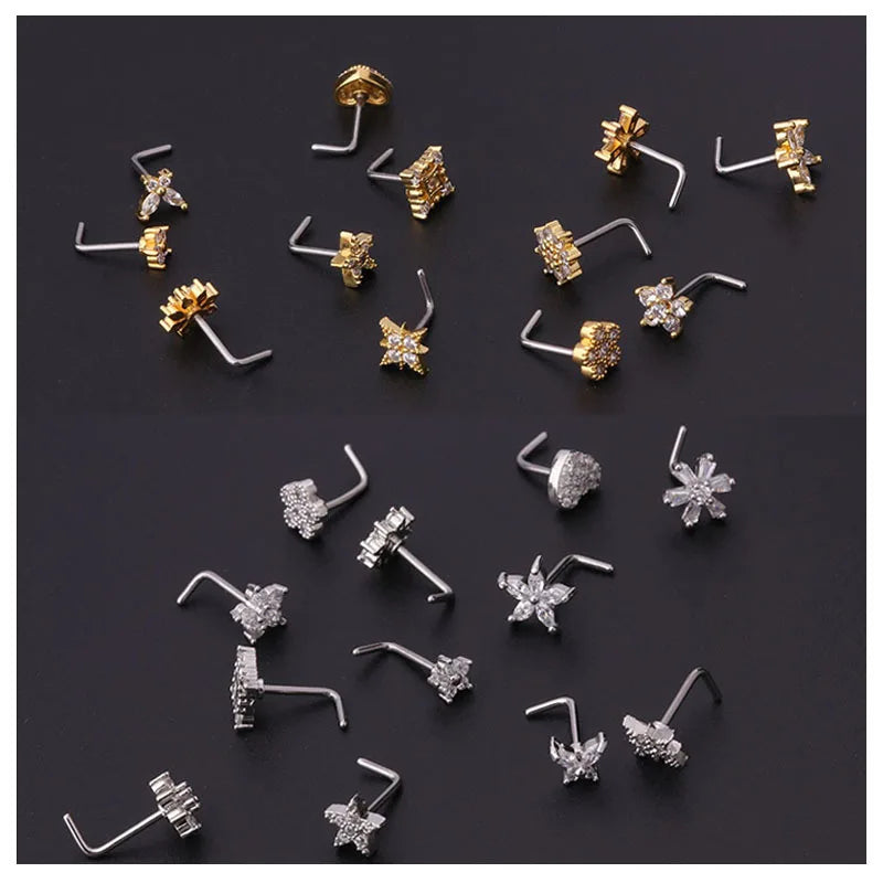 Stainless Steel Zircon Nose Rings