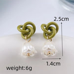 Load image into Gallery viewer, Green Knotted Lily of the Valley Earrings
