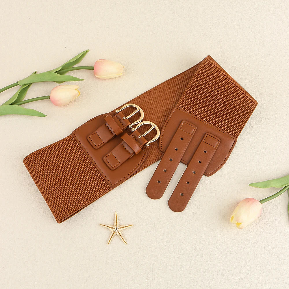 Retro Pin Buckle Elastic Belt