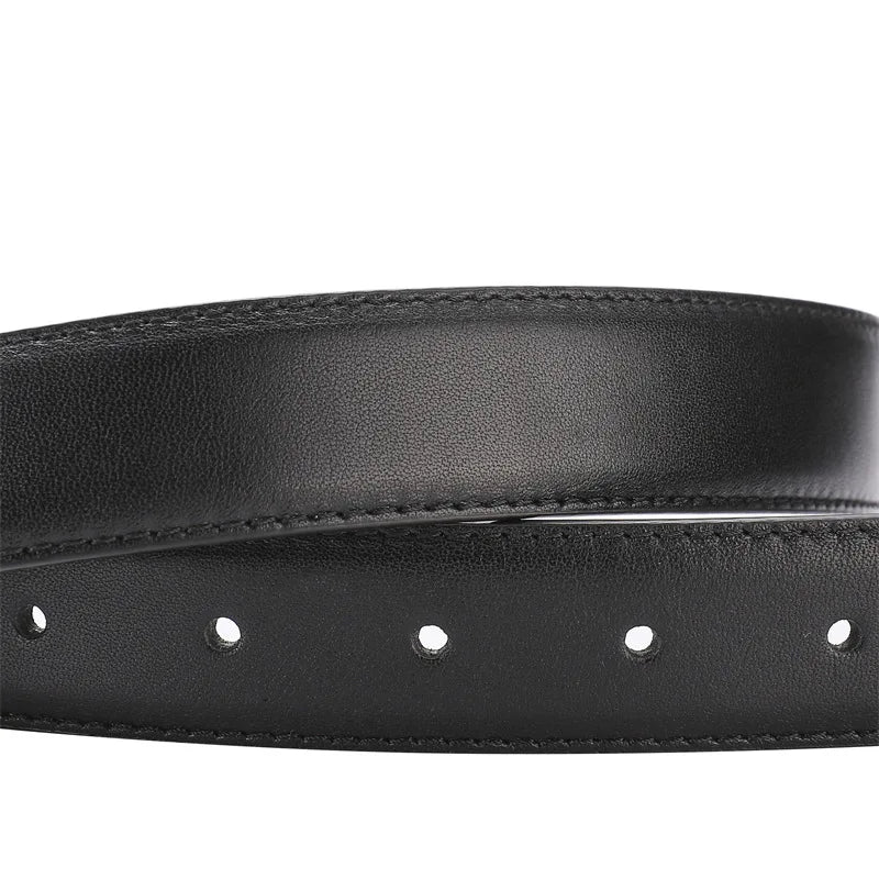 Reversible Genuine Leather Belt with Golden Buckle