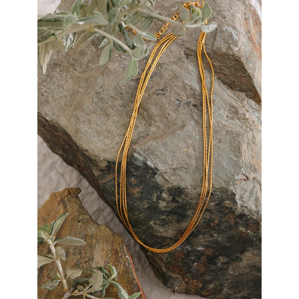 Gold Plated Triple Layer Necklace