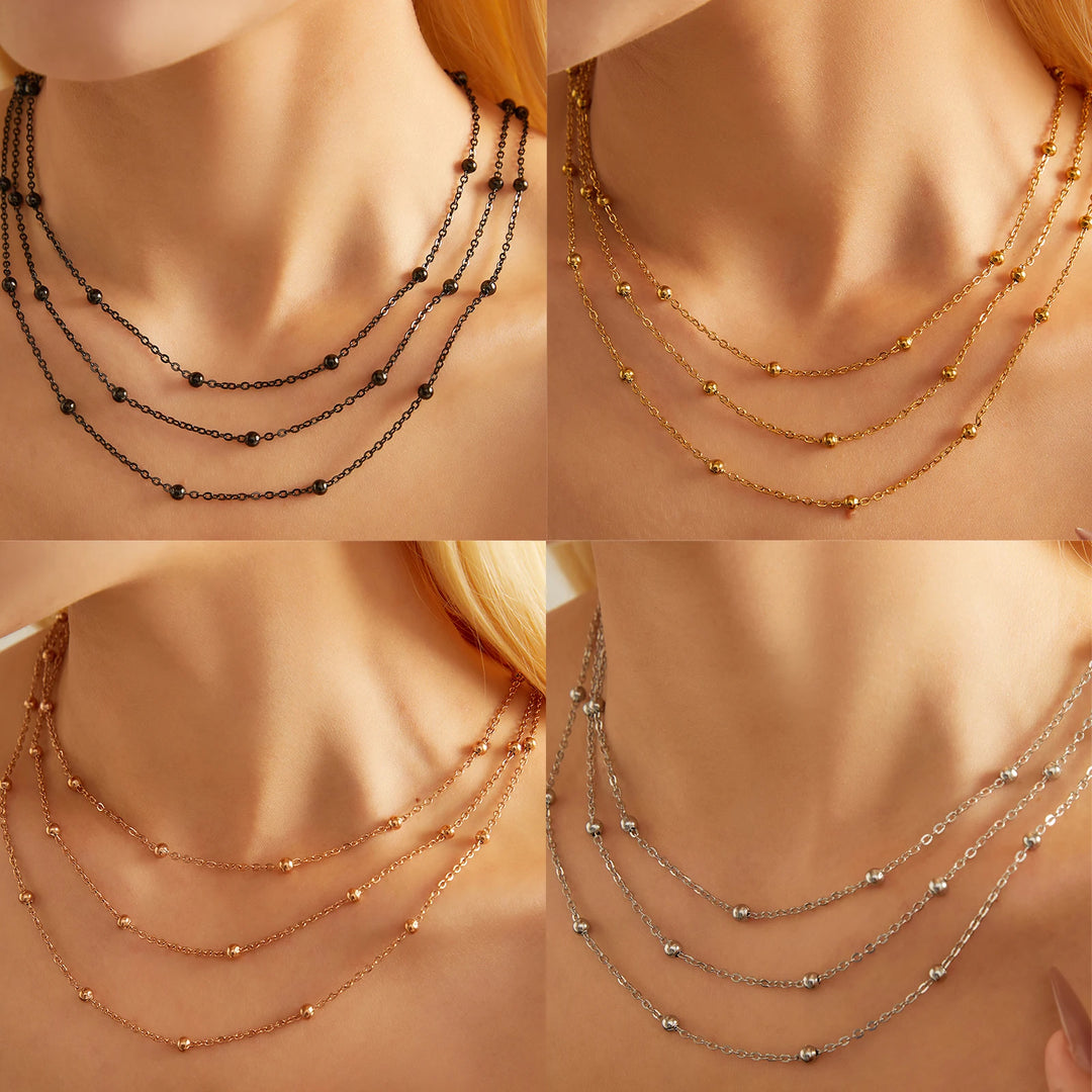 Stainless Steel Multi-Layer 18K Gold Plated Necklace