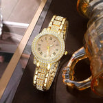 Load image into Gallery viewer, Golden Rhinestone Watch &amp; Jewelry Set
