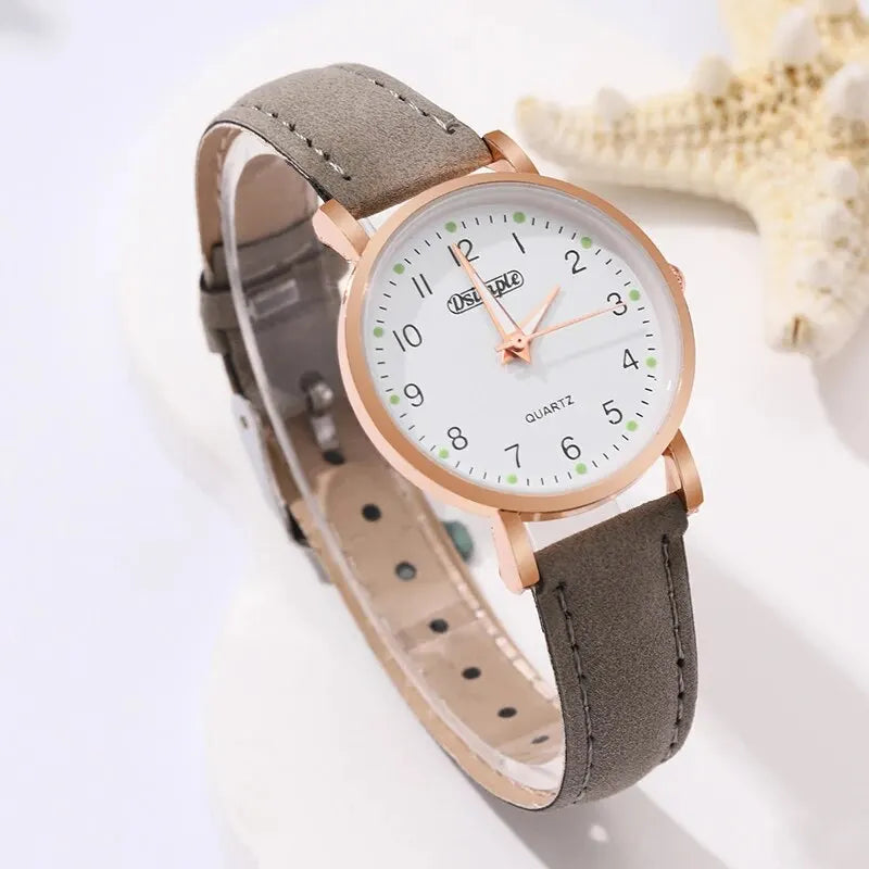 Luxury White Leather Butterfly Watch Set