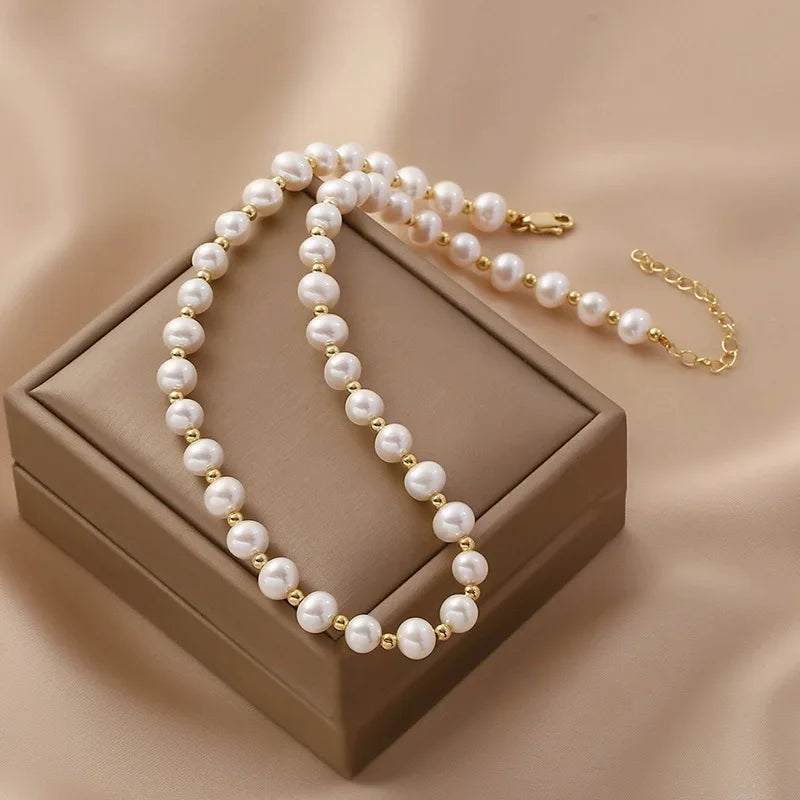 Freshwater Pearl Stainless Steel Necklace