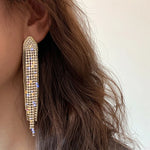 Load image into Gallery viewer, LATS Shiny Crystal Tassel Earrings
