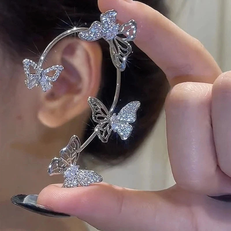 Sparkling Butterfly Ear Clips