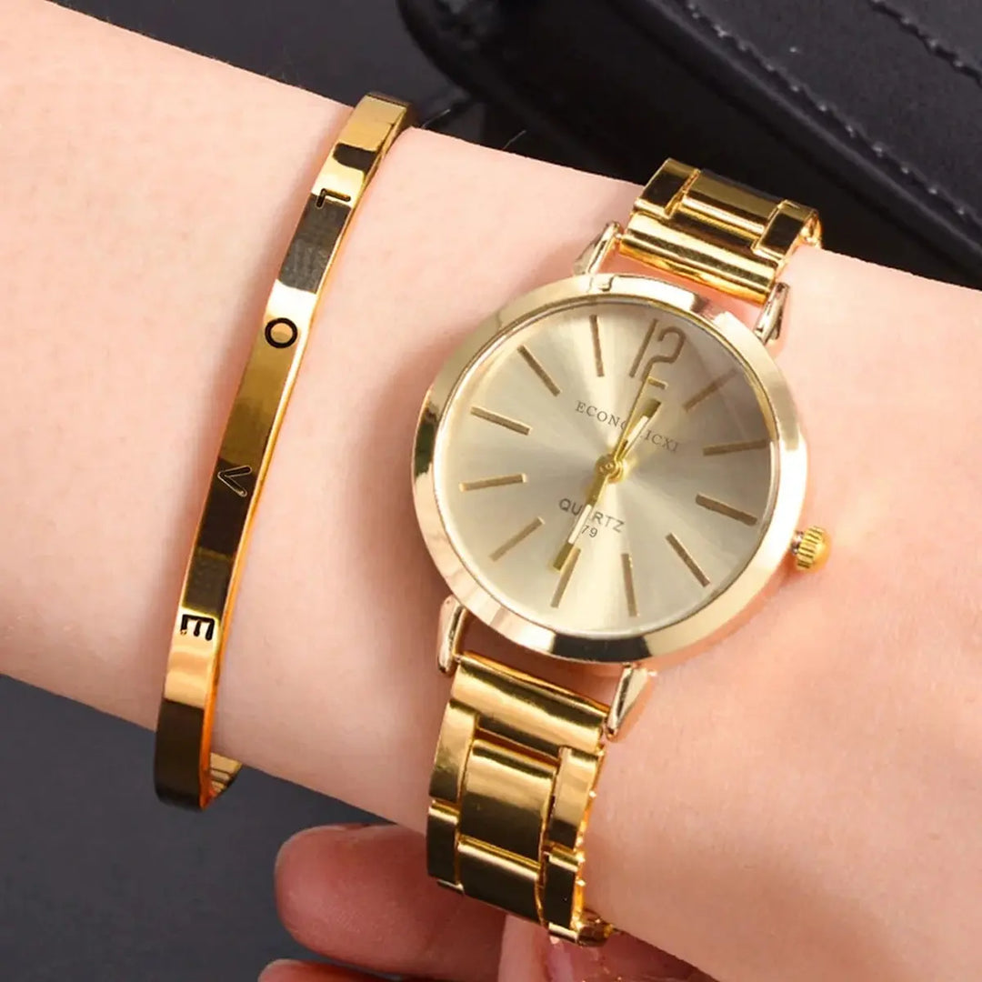 Luxury Gold Bracelet Watch Set