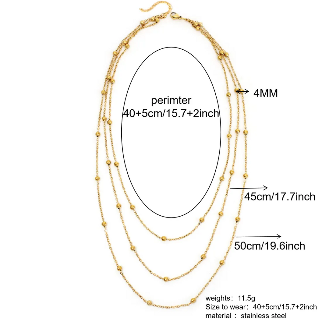 Stainless Steel Multi-Layer 18K Gold Plated Necklace