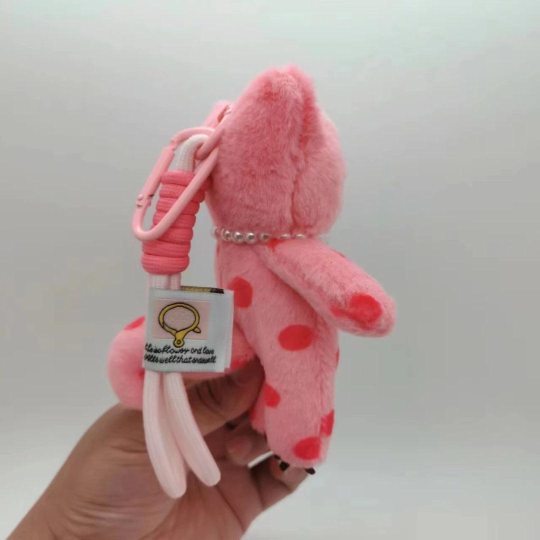 Kawaii Pink Cat Plush Keychain