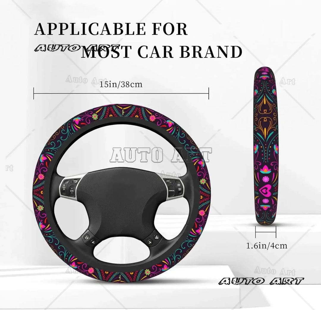 Mexican Flower Steering Wheel Cover