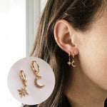 Load image into Gallery viewer, Star and Moon Asymmetric Dangle Earrings
