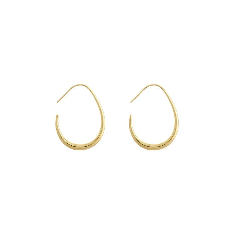 Geometric Oval Hoop Earrings