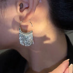 Load image into Gallery viewer, 925 Silver Dense Snake Bone Tassel Earrings
