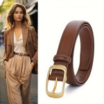 Load image into Gallery viewer, Reversible Genuine Leather Belt with Golden Buckle
