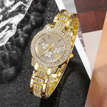 Load image into Gallery viewer, Gold Rhinestone Watch &amp; Jewelry Set
