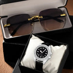 Load image into Gallery viewer, Casual Leather Belt Watch &amp; Glasses Set
