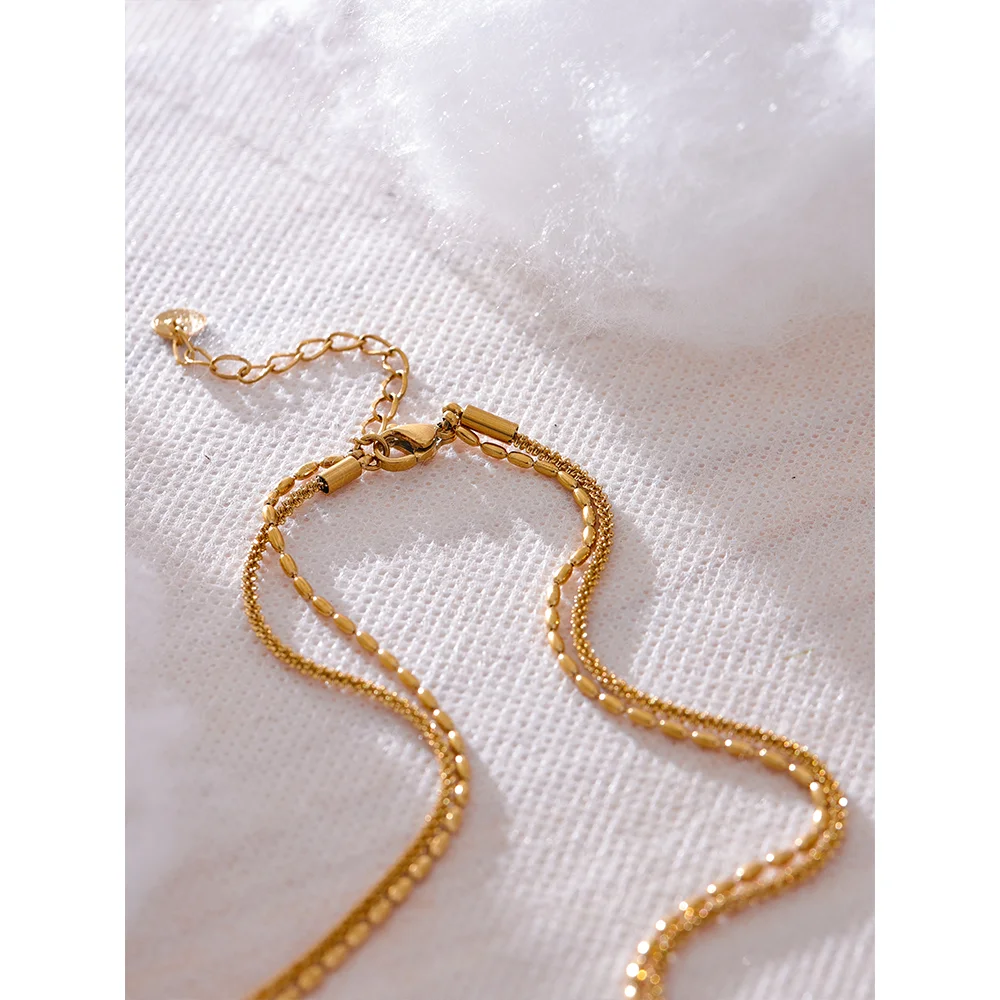 Stainless Steel Chain Double Layered Necklace