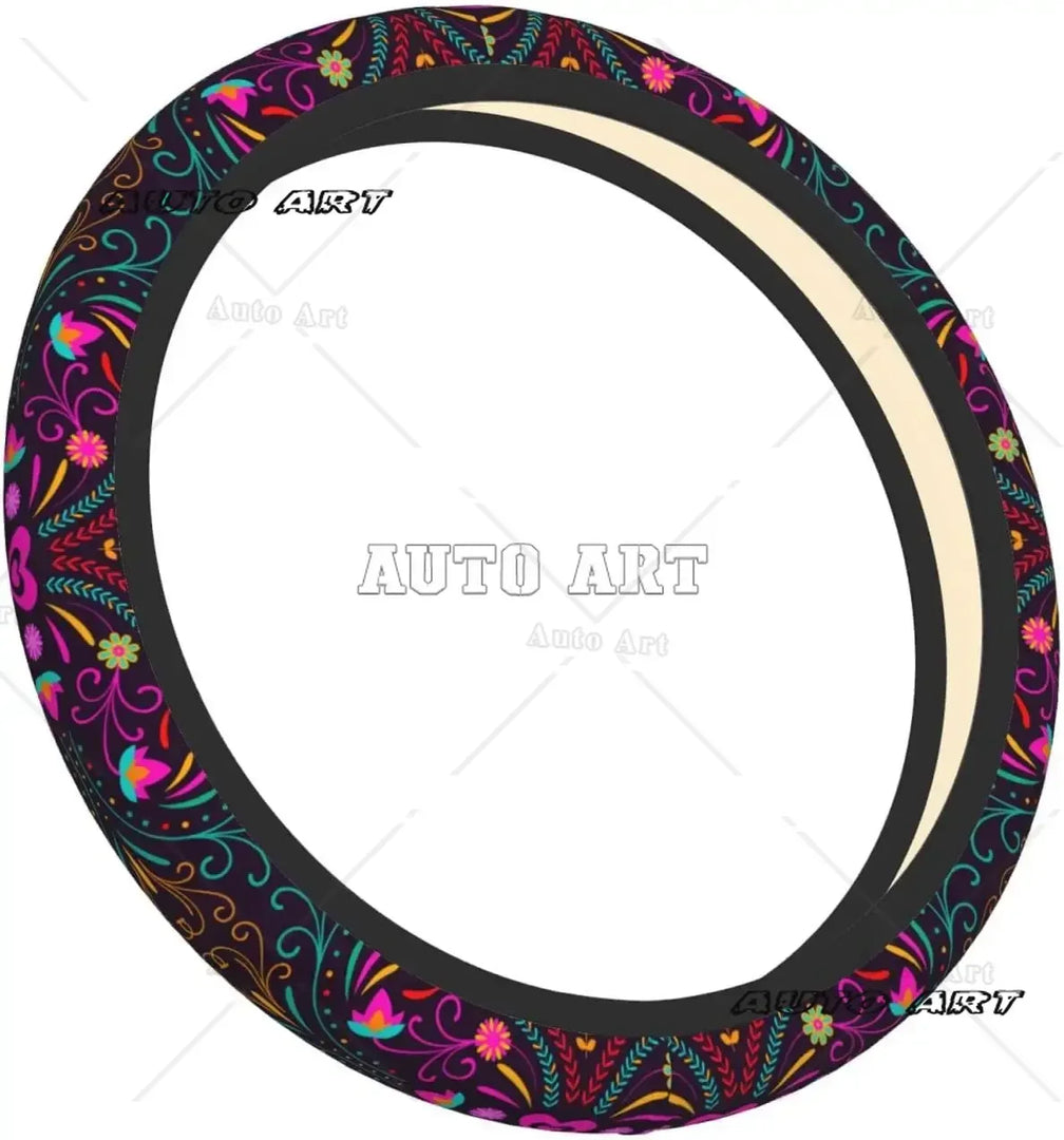 Mexican Flower Steering Wheel Cover