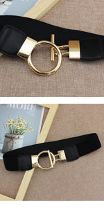 Load image into Gallery viewer, Women’s Skinny Elastic Stretch Belt with Golden Buckle
