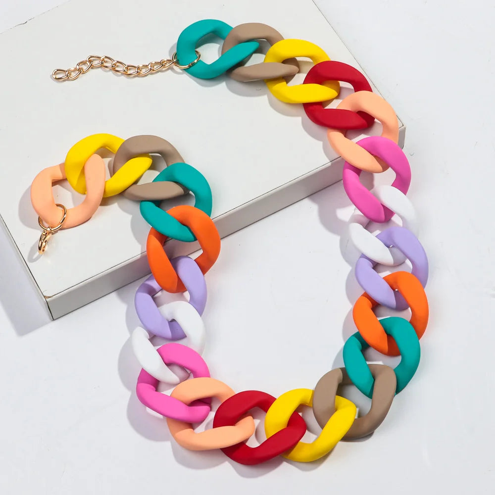 Colorful Matte Acrylic Choker Necklace