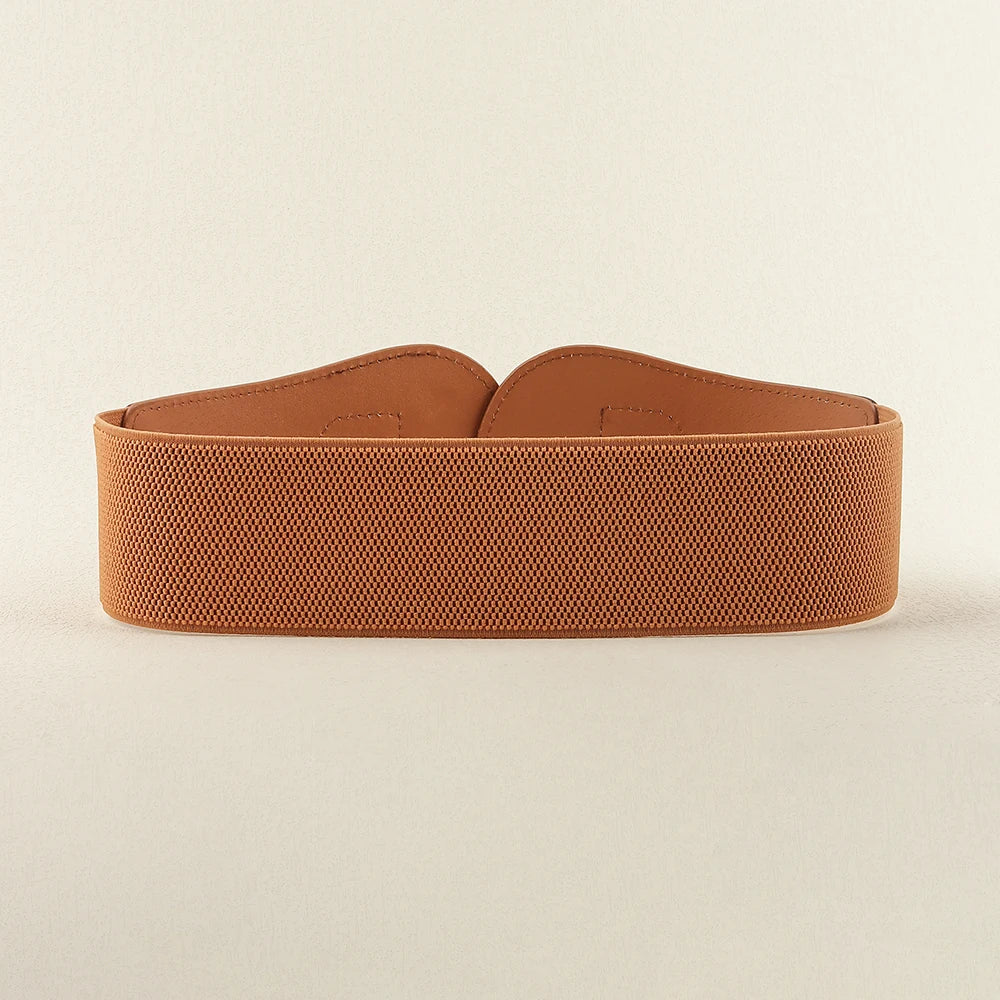 Punk Retro Buckle Wide Elastic Belt for Ladies