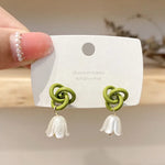 Load image into Gallery viewer, Green Knotted Lily of the Valley Earrings
