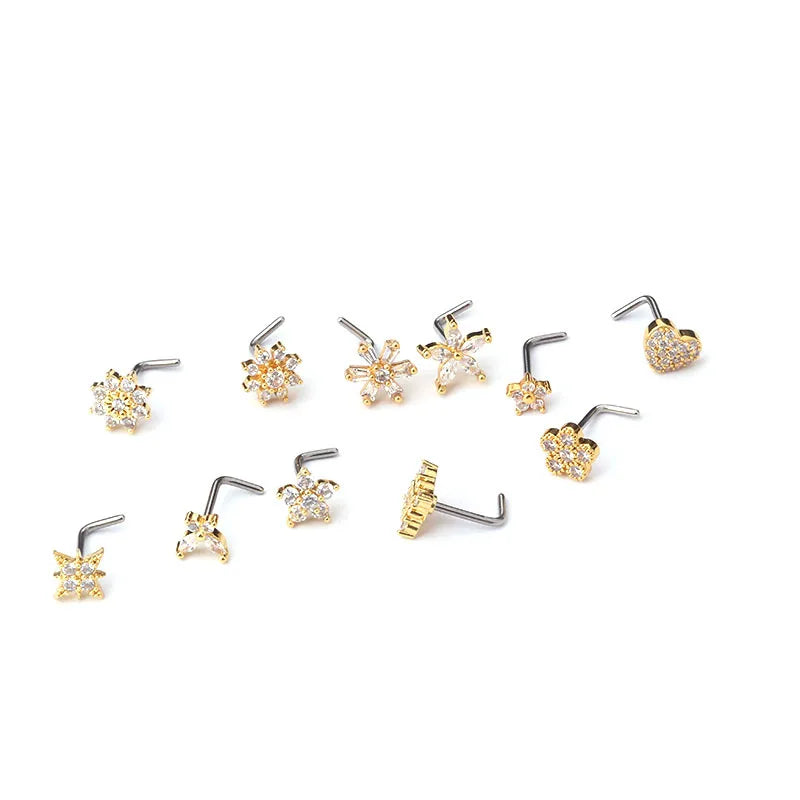 Stainless Steel Zircon Nose Rings