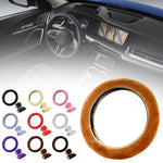 Load image into Gallery viewer, Pink Plush Winter Car Steering Wheel Cover Set
