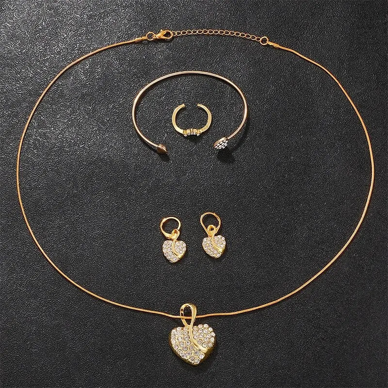 Gold Rhinestone Watch & Jewelry Set