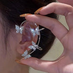 Load image into Gallery viewer, Silver Plated Leaf Butterfly Clip Earrings
