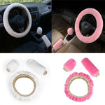 Load image into Gallery viewer, 3pcs Winter Wool Steering Wheel &amp; Gear Cover Set
