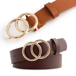 Load image into Gallery viewer, Retro Leather Belt with Double Round Buckle
