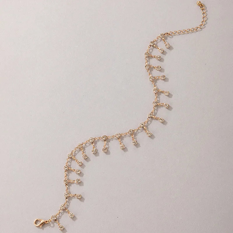 Rhinestone Tassel Anklet