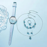 Load image into Gallery viewer, Blue Rhinestone Quartz Watch &amp; Jewelry Set
