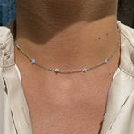 Load image into Gallery viewer, Silver Zircon Clover Choker
