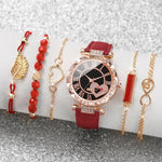 Load image into Gallery viewer, Roma Heart Dial Women&#39;s Watch &amp; Leaf Bracelet Set
